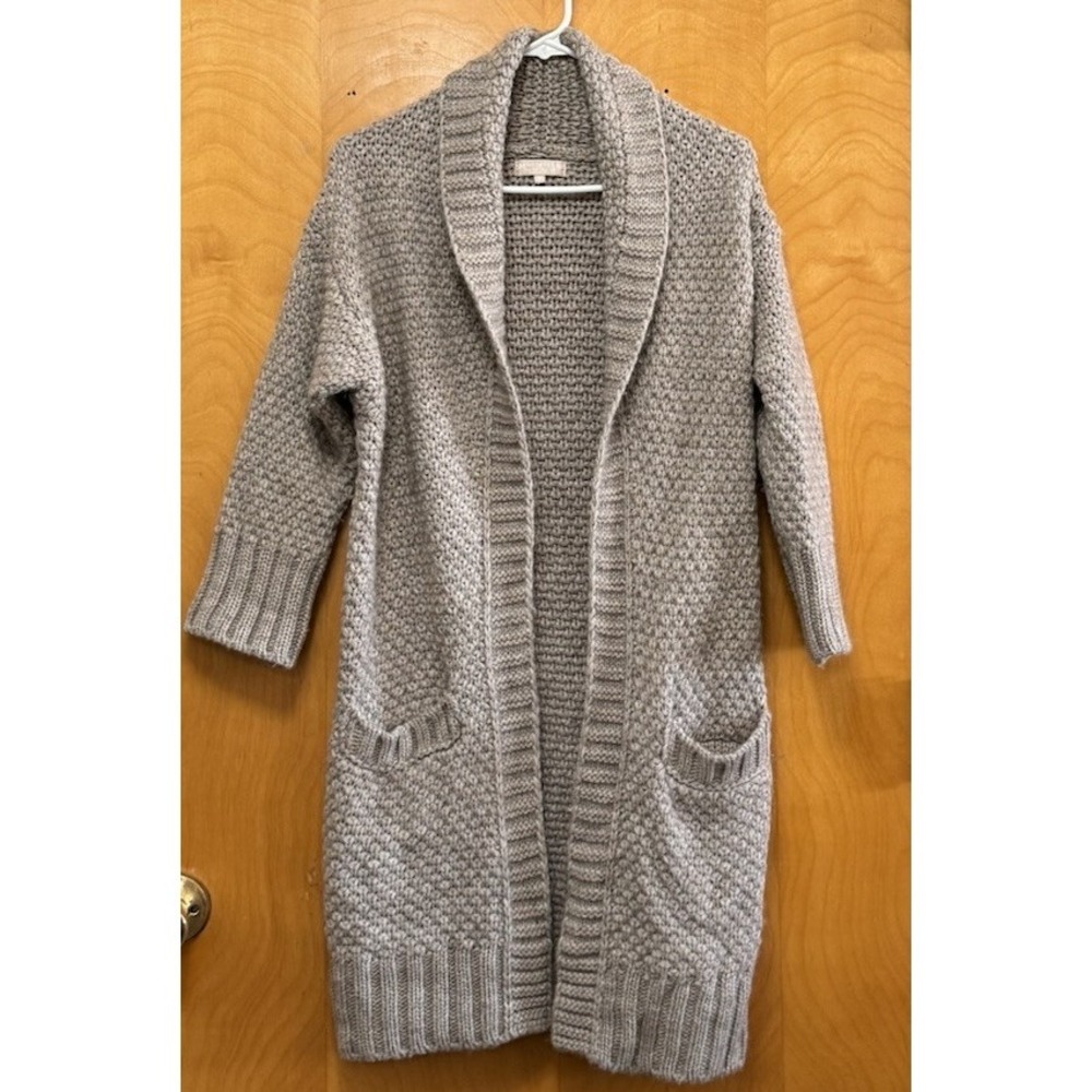 Benedetta B. Made In Italy Wool Alpaca Blend Chunky Open Pocket Shawl Cardigan S
